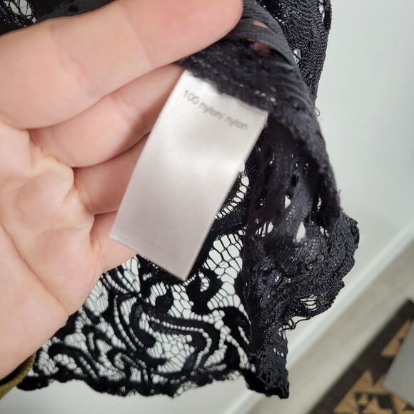 Studio Y Sheer Black Lace Peplum Blouse Top Small Whimsygoth Victorian Coquette - Picture 12 of 14